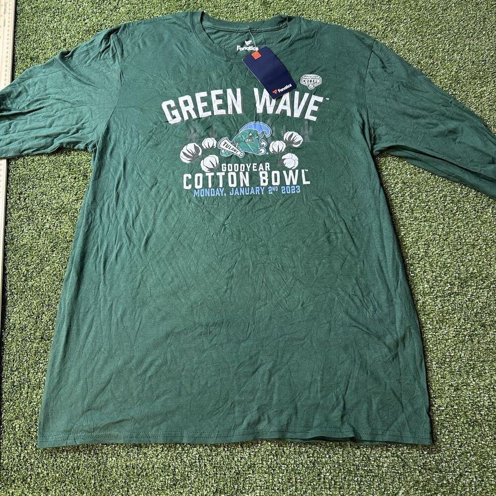Fanatics Tulane University Green Wave 2023 Cotton Bowl T-Shirt size L-NWT